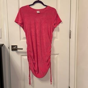 PINK Victoria’s Secret Pink Terry Cloth Ruched Side Short Sleeve T Shirt Dress